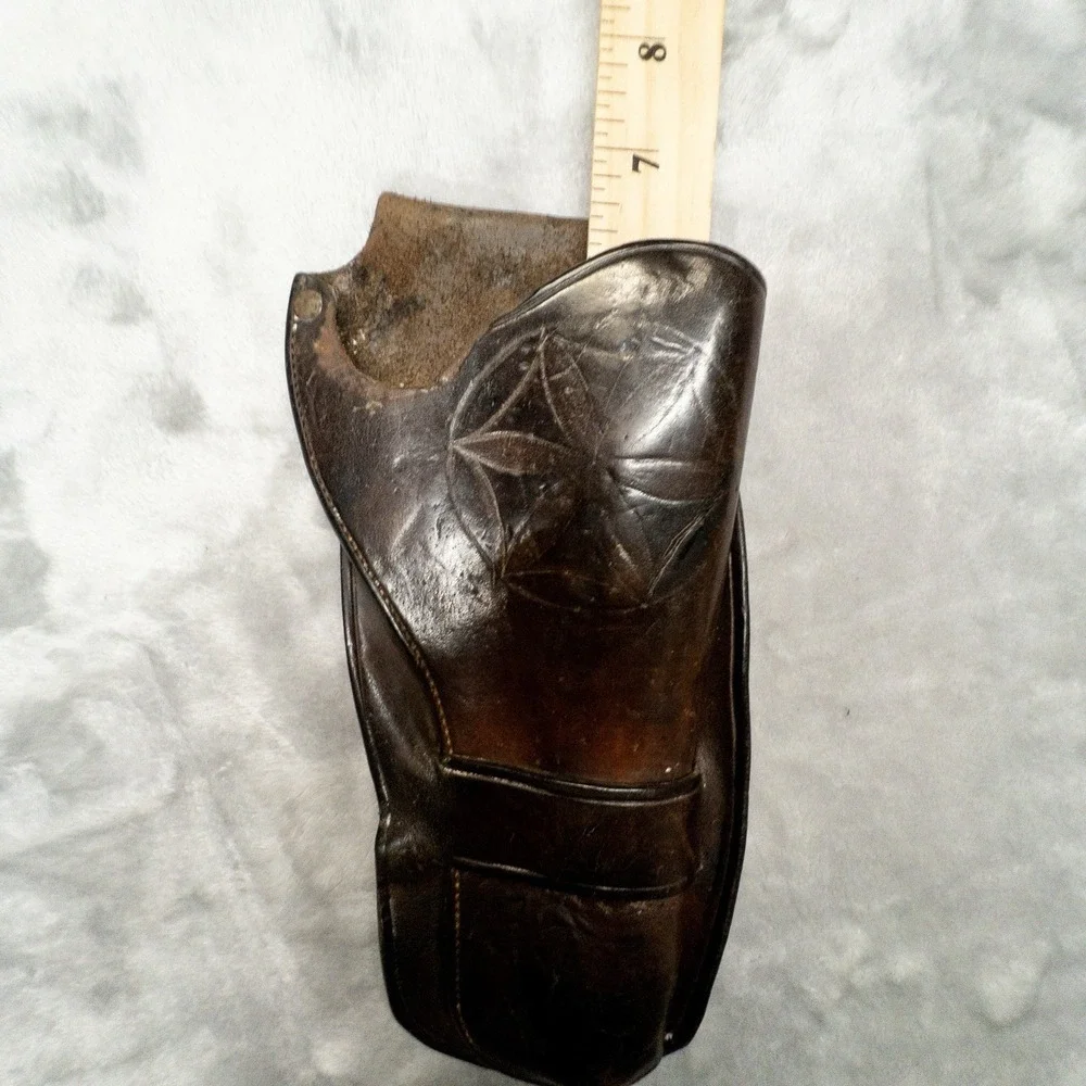 Vtg Handmade Brown Leather Holster 6.5
